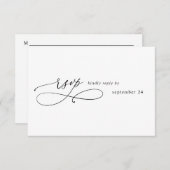 Schwarz-Weiß-Moderne Kalligraphie 3 m UAWG RSVP Karte (Vorne/Hinten)