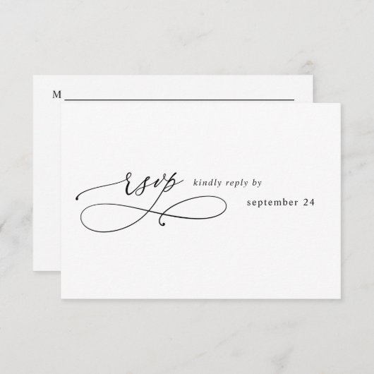 Schwarz-Weiß-Moderne Kalligraphie 3 m UAWG RSVP Karte (Vorne/Hinten)