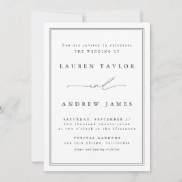 Schwarz-Weiß-Moderne klassische Hochzeit mit Linde Einladung