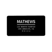 Schwarz/Weiß | Moderne kühne Rücksendeadresse Adressaufkleber (Vorne)