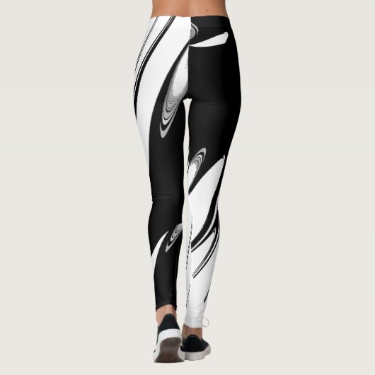 Schwarz-Weiß-Moderne Leggings (Rückseite)
