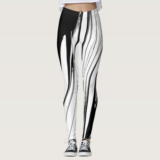 Schwarz-Weiß-Moderne Leggings (Vorderseite)