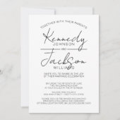 Schwarz-Weiß-Moderne MCM Hochzeitskalligraphie Einladung (Vorderseite)