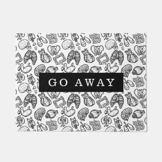 Schwarz-Weiß-moderne menschliche Anatomie-Skizze Fußmatte (Vorderseite)