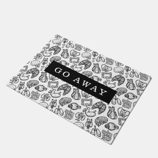 Schwarz-Weiß-moderne menschliche Anatomie-Skizze Fußmatte (Schrägansicht)