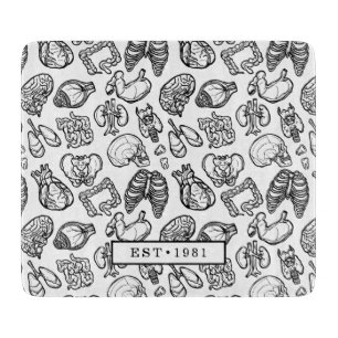 Schwarz-Weiß-moderne menschliche Anatomie-Skizze Schneidebrett