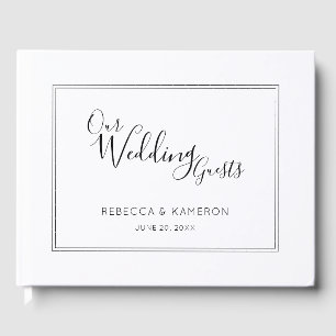 Schwarz-Weiß-Moderne Minimal-Kalligrafie-Hochzeit Gästebuch