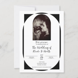 Schwarz & Weiß Moderne Minimale Foto Hochzeit Einladung