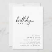 Schwarz-Weiß-Moderne Minimale Typografie Geburtsta Einladung (Vorderseite)