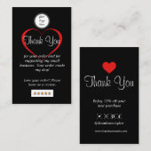 Schwarz/Weiß Moderne Minimalistisch Danke Visitenkarte (Vorne/Hinten)