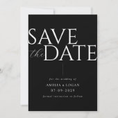 Schwarz-Weiß-Moderne Minimalistisch Save The Date (Vorderseite)