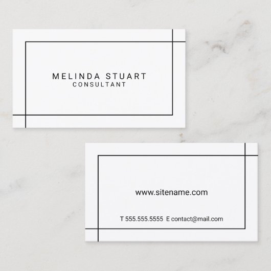 Schwarz-Weiß-Moderne Minimalistisch Visitenkarte (Vorne/Hinten)