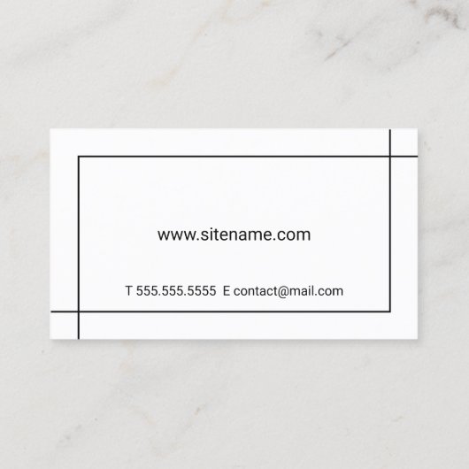 Schwarz-Weiß-Moderne Minimalistisch Visitenkarte (Rückseite)