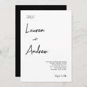 Schwarz-Weiß-Moderne Minimalistische Hochzeit Einladung (Vorne/Hinten)