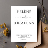 Schwarz-weiß Moderne Minimalistische Hochzeit Einladung