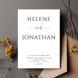 Schwarz-weiß Moderne Minimalistische Hochzeit Einladung