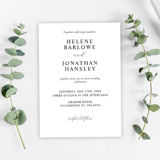 Schwarz-Weiß-Moderne Minimalistische Hochzeit Einladung