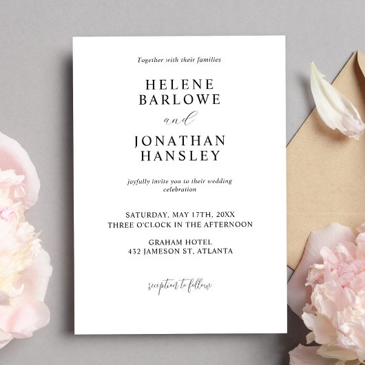 Schwarz-Weiß-Moderne Minimalistische Hochzeit Einladung