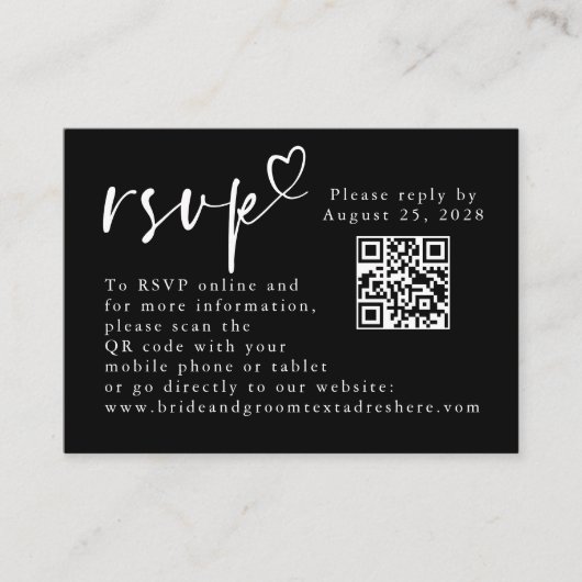 Schwarz-Weiß-moderne Minimalistische Hochzeitsskal Begleitkarte (Vorderseite)