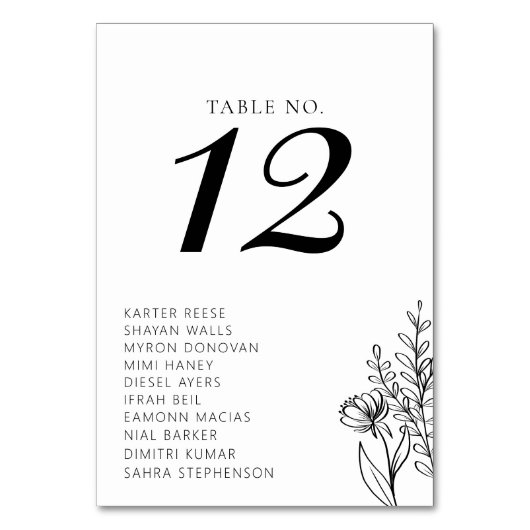 Schwarz-Weiß-Moderne Minimalistische klassische Ho Tischnummer (Rückseite)