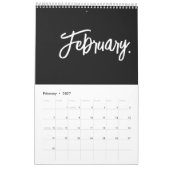 Schwarz-Weiß-Moderne Minimalistische Mauer Kalender (Feb 2027)