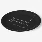 Schwarz-Weiß-Moderne Minimalistische Monogramm-Hoc Pappteller (Schrägansicht)