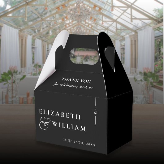 Schwarz-Weiß-Moderne Monogram-Hochzeit Danke Geschenkschachtel