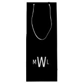 Schwarz-Weiß-Moderne Monogramm-Hochzeit Geschenktüte Für Weinflaschen (Rückseite)