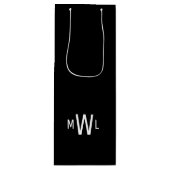 Schwarz-Weiß-Moderne Monogramm-Hochzeit Geschenktüte Für Weinflaschen (Vorderseite)