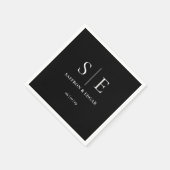Schwarz-Weiß-Moderne Monogramm-Hochzeit Serviette (Ecke)