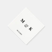 Schwarz-Weiß-Moderne Monogramm-Hochzeit Serviette (Ecke)