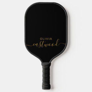 Schwarz-Weiß-Moderne Monogramm-Pickleball-Paddle Pickleball Schläger