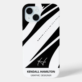 Schwarz-Weiß-Moderne Monogramm Stilvoll Abstrakt Case-Mate iPhone Hülle