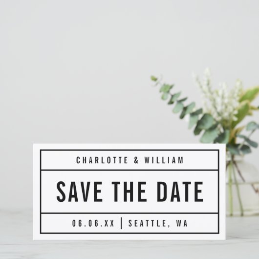 Schwarz-Weiß-Moderne, mutig Save the Date (Stehend Vorderseite)