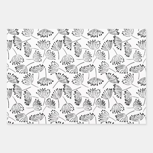 Schwarz-Weiß-Moderne Name Blumenleuchter Geschenkpapier Set (Vorderseite 3)