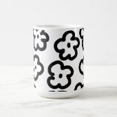 Schwarz-Weiß-Moderne Niedliche Blumen Zeichnend Kaffeetasse (Mittel)