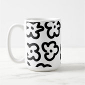 Schwarz-Weiß-Moderne Niedliche Blumen Zeichnend Kaffeetasse (Links)