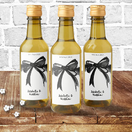 Schwarz-Weiß-Moderne Niedliche Bow-Gastgeschenk Ho Weinetikett