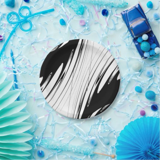 Schwarz-Weiß-Moderne Pappteller (Party)