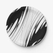 Schwarz-Weiß-Moderne Pappteller (Vorderseite)