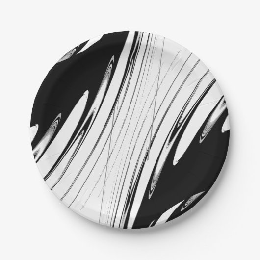 Schwarz-Weiß-Moderne Pappteller (Vorderseite)