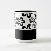Schwarz/Weiß Moderne Personalisiert, Rings & Blume Zweifarbige Tasse (Mittel)