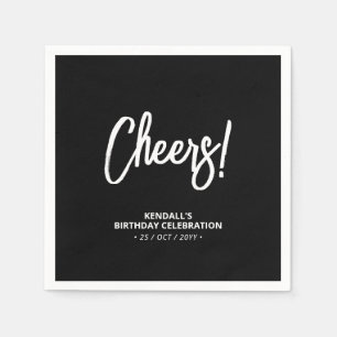Schwarz & Weiß Moderne Pinselbuchstaben Prost! S Serviette