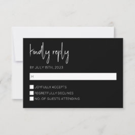 Schwarz-Weiß-Moderne RSVP-Karte Einladung