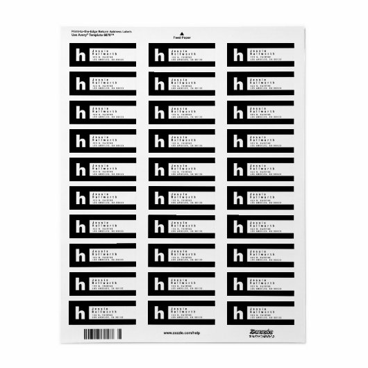 Schwarz/Weiß | Moderne Rücksendeadresse (Vorne)