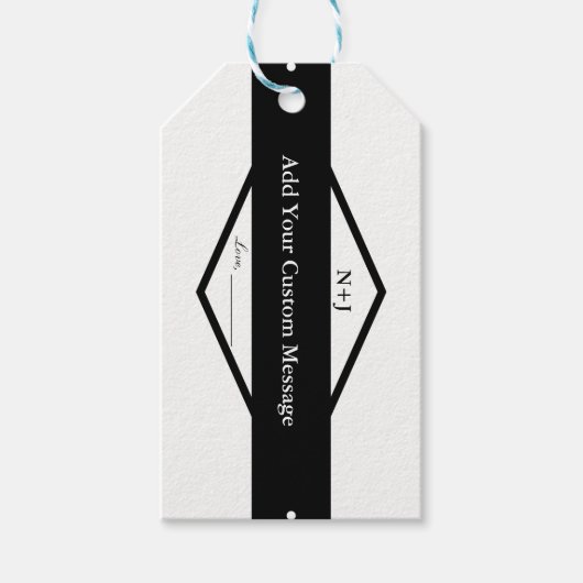 Schwarz & Weiß Moderne rustikale Brautpavillon Geschenkanhänger (Vorderseite)