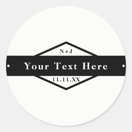 Schwarz & Weiß Moderne rustikale Brautpavillon Runder Aufkleber (Vorderseite)