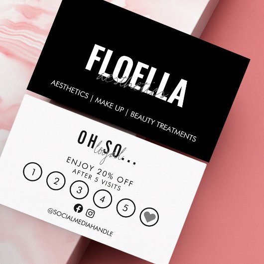 Schwarz-Weiß-Moderne Schönheitssalon Visitenkarte