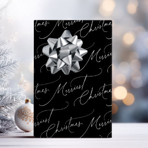 Schwarz-Weiß Moderne Schrift Fröhlichste Weihnacht Geschenkpapier