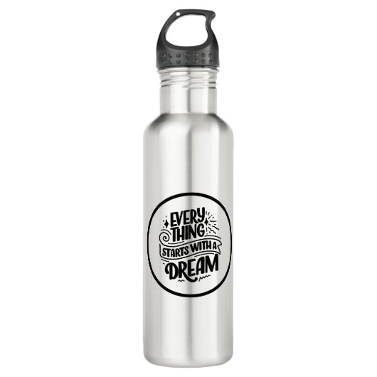 Schwarz-Weiß-Moderne Schrift Inspirative Tasse Edelstahlflasche (Vorderseite)